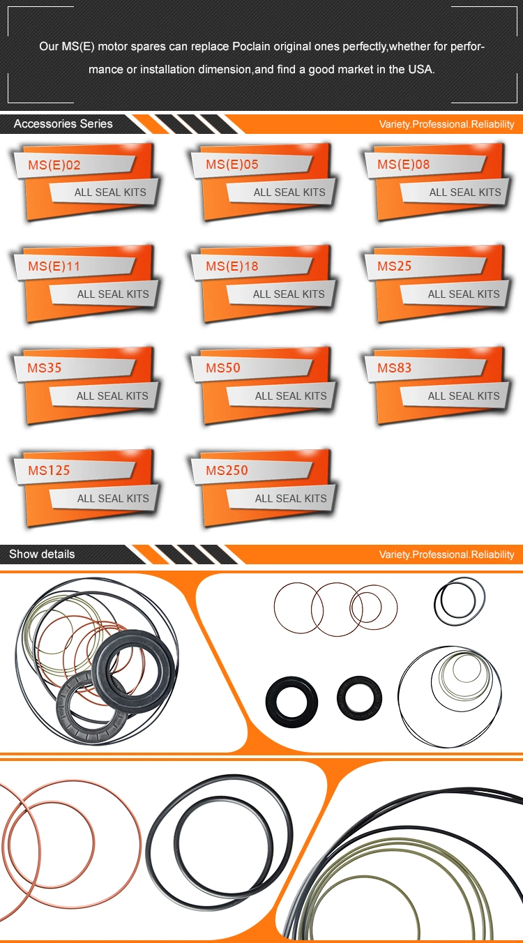 Poclain Ms Series Ms02 Ms05 Ms08 Ms11 Ms18 Ms25 Ms35 Ms50 Ms83 Ms125 Hydraulic Radial Piston Wheel Motor Parts with Repair Kit Seal Kit Spare Cam Ring